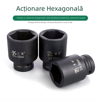 InBev Nuca pneumatică hexagonală, nivel industrial, lungime 8 cm, hexagon 19 mm, robust pentru ax de 3/4 inch