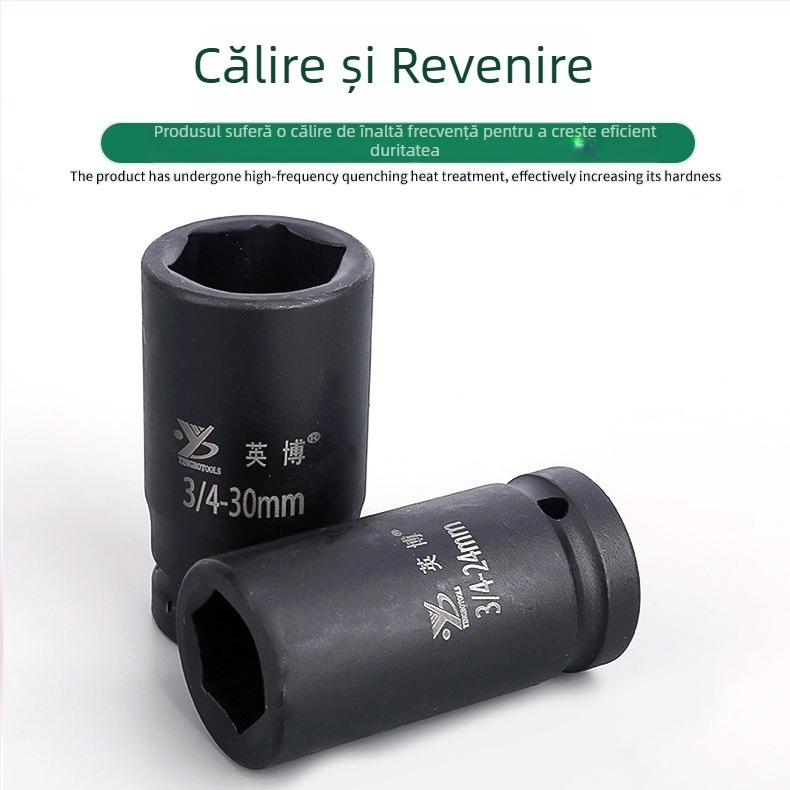 InBev Nuca pneumatică hexagonală, nivel industrial, lungime 8 cm, hexagon 19 mm, robust pentru ax de 3/4 inch