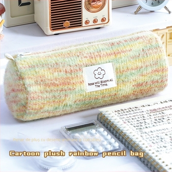 Penar cilindric din pluș, în stil japonez, colorat, cu capacitate mare, ușor de purtat
