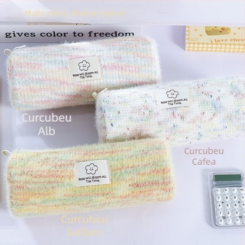 Penar cilindric din pluș, în stil japonez, colorat, cu capacitate mare, ușor de purtat