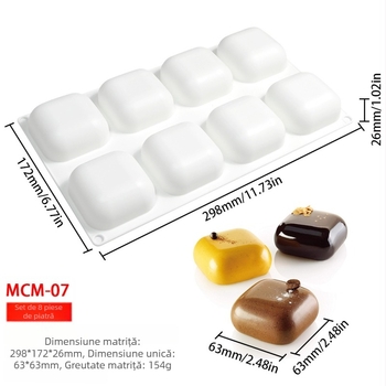 Formă de silicon pentru mousse, cu 8 și 23 cavități, pentru prăjituri, deserturi franțuzești și săpun handmade