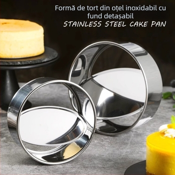 Formă de prăjituri chiffon cu fund detașabil, rotundă, din oțel inoxidabil, pentru coacere acasă