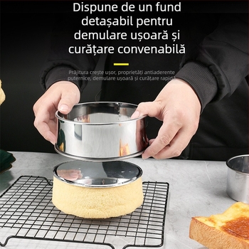 Formă de prăjituri chiffon cu fund detașabil, rotundă, din oțel inoxidabil, pentru coacere acasă