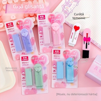 Gumă creativă în formă de inimă pentru copii – design push-pull, cadou de recompensă, rechizite școlare, șterge fără urme