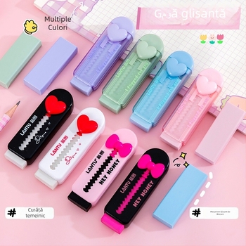 Gumă creativă în formă de inimă pentru copii – design push-pull, cadou de recompensă, rechizite școlare, șterge fără urme