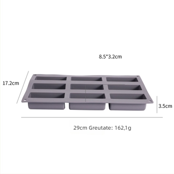 Set de forme din silicon pentru prăjituri, 9 piese, forme cilindrice și lungi, pentru budincă și coacere cu ciocolată