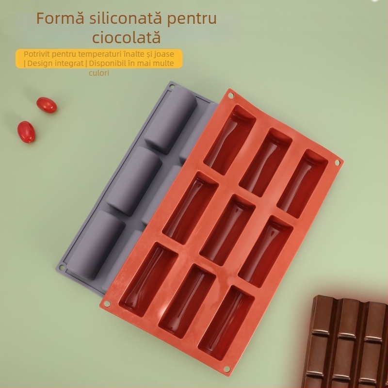 Set de forme din silicon pentru prăjituri, 9 piese, forme cilindrice și lungi, pentru budincă și coacere cu ciocolată