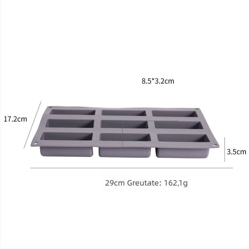 Set de forme din silicon pentru prăjituri, 9 piese, forme cilindrice și lungi, pentru budincă și coacere cu ciocolată