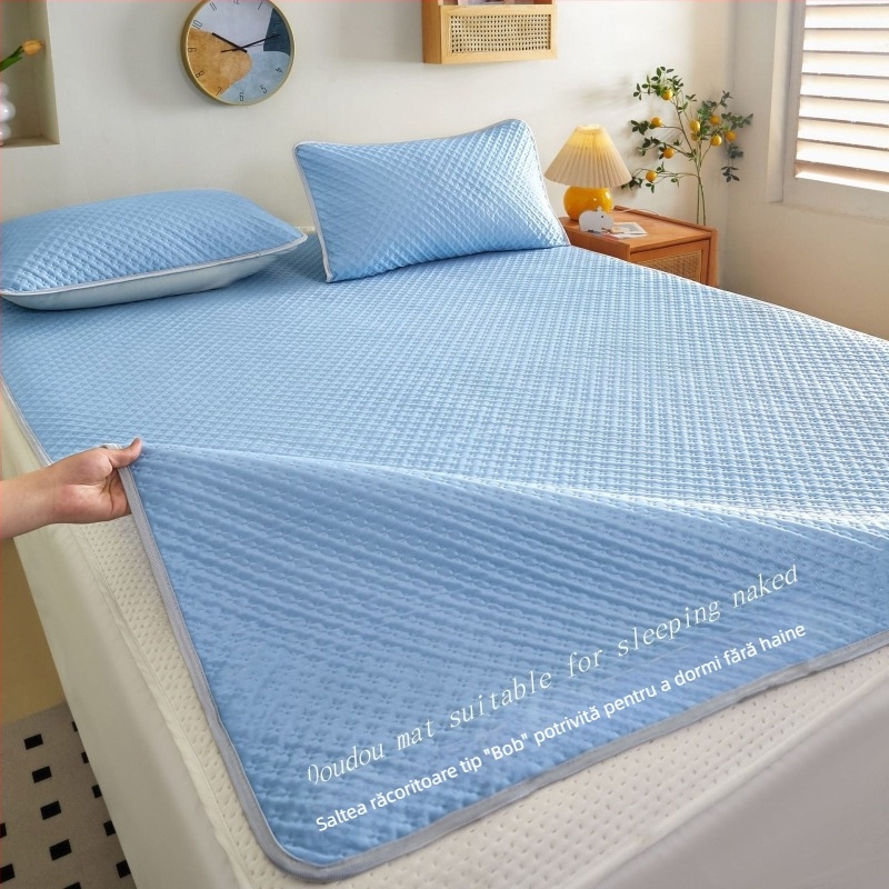 Covoraș răcoros din ice silk pentru pat, husă de saltea monocromă, cu două fețe, lavabilă la mașină, pentru dormitoare studențești, potrivit pentru paturi 1.5–2.0 m