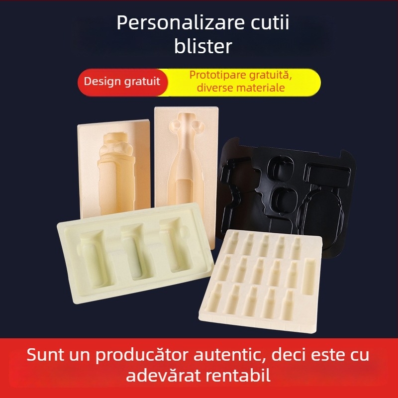Tavă transparentă din PVC pentru vin, carcasă PP din spumă, interior cu flock pentru componente metalice, tavă interioară PET, protecție la șocuri pentru depozitare, personalizabil