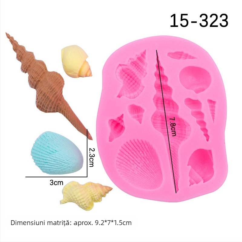Formă de silicon pentru fondant, în formă de scoică marină, decorare prăjituri