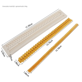 Formă din silicon pentru decorarea prăjiturilor cu model de spicuri de grâu împletiți
