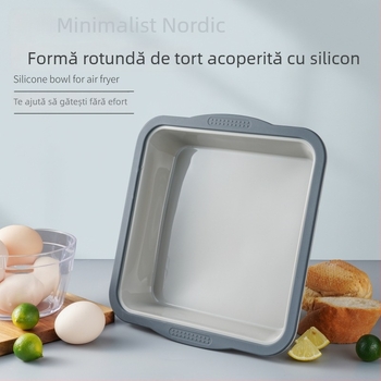 Formă din silicon pentru copt prăjituri, cu margine rigidă, două culori, pliabilă, cu mecanism de eliberare prin apăsare
