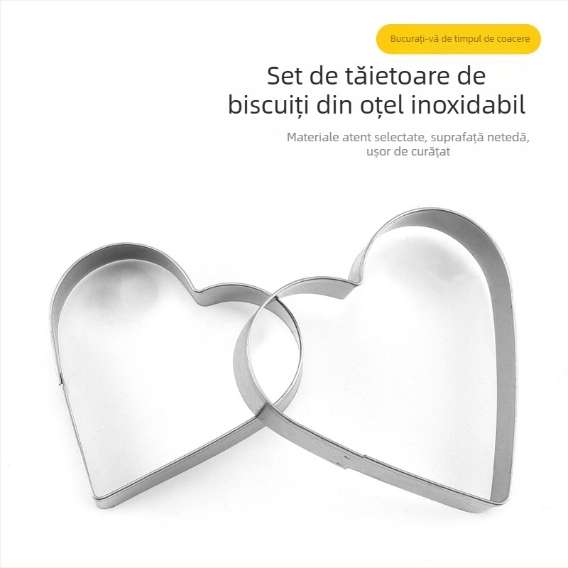 Matriță inimă din oțel inoxidabil pentru fursecuri — ustensilă de patiserie pentru fondant și coacere