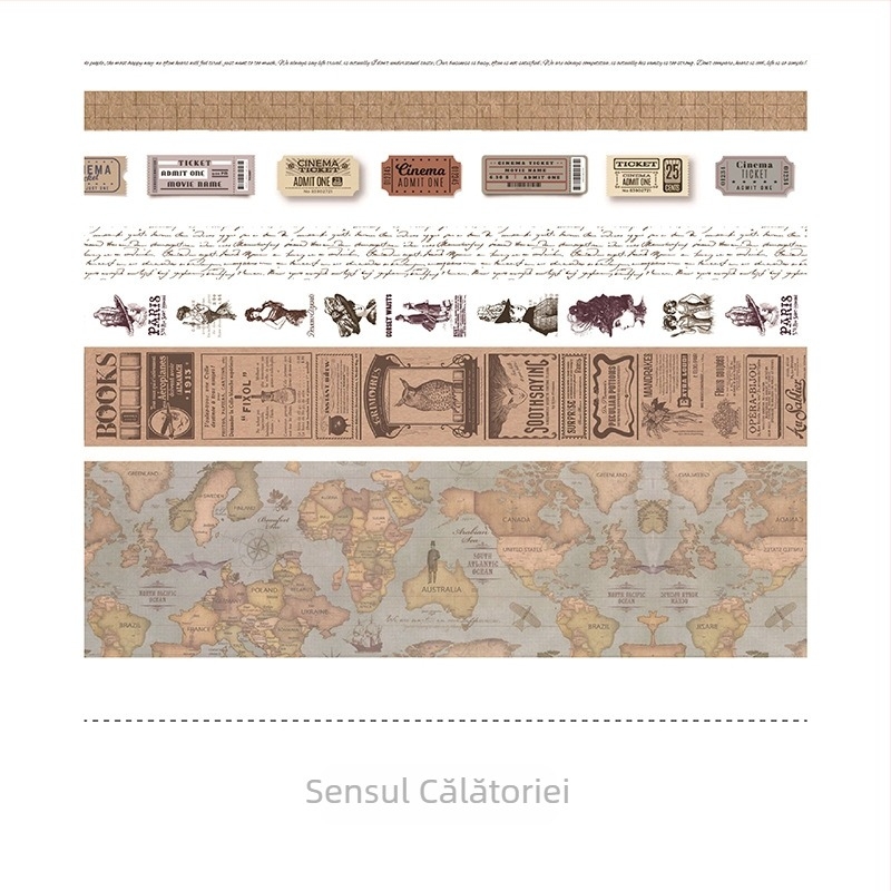 AGUGU Set de benzi washi și autocolante pentru jurnal, cu flori de cireș în stil retro