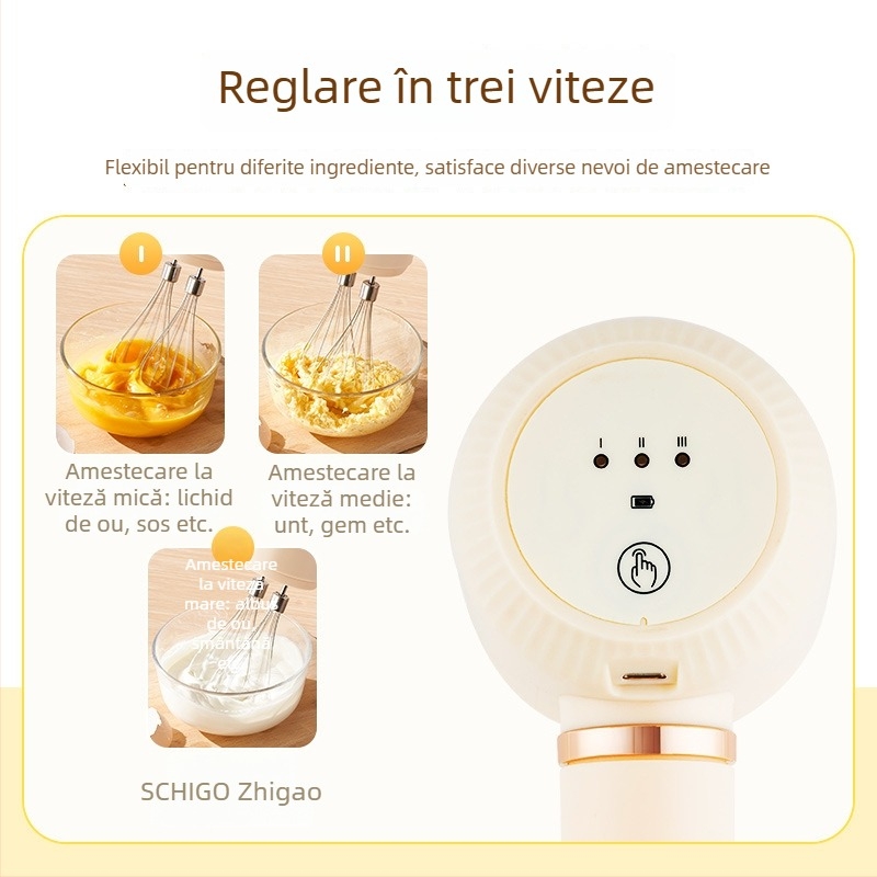 Spumător electric pentru lapte și tel pentru ouă, tel de mână pentru cafea, 3 viteze, model TK-D302