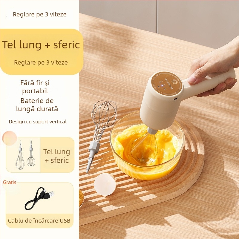 Spumător electric pentru lapte și tel pentru ouă, tel de mână pentru cafea, 3 viteze, model TK-D302