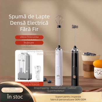 Spumator electric pentru lapte, dispozitiv mic multifuncțional, cu trei trepte, mâner portabil