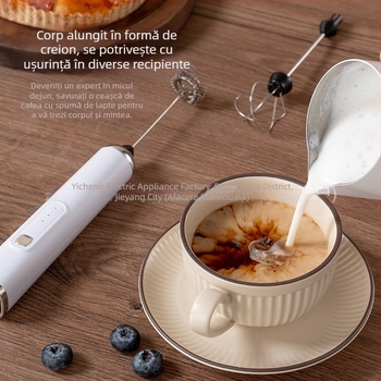 Spumator electric pentru lapte, dispozitiv mic multifuncțional, cu trei trepte, mâner portabil
