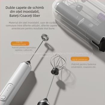 Spumator electric pentru lapte, dispozitiv mic multifuncțional, cu trei trepte, mâner portabil
