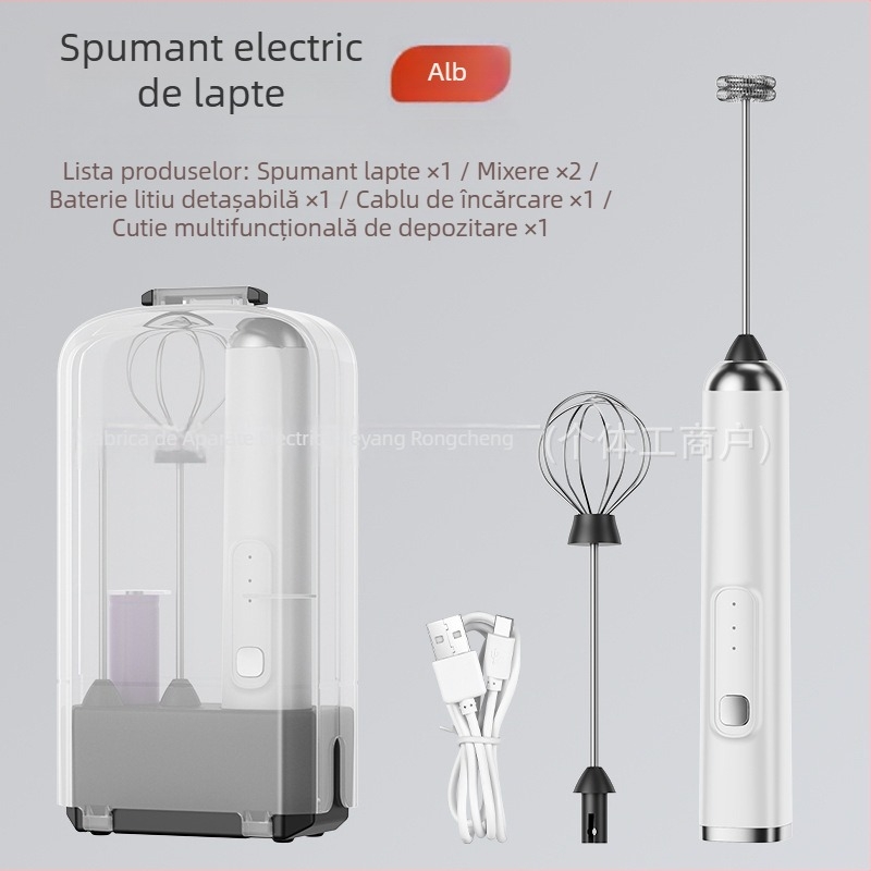 Spumator electric pentru lapte, dispozitiv mic multifuncțional, cu trei trepte, mâner portabil