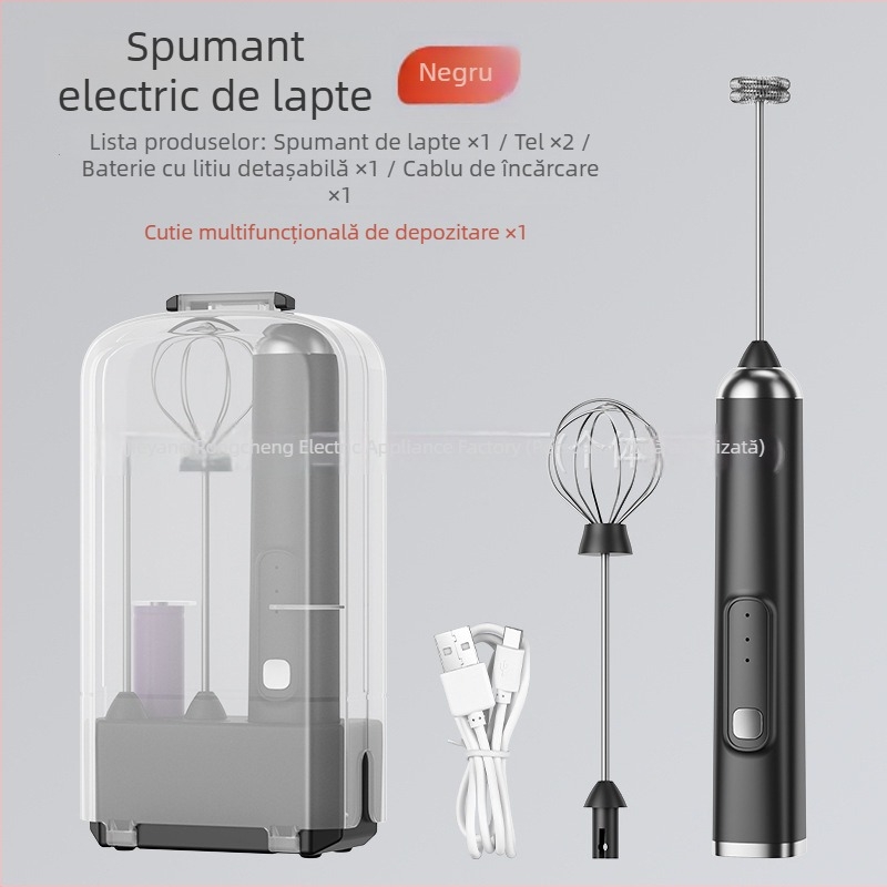 Spumator electric pentru lapte, dispozitiv mic multifuncțional, cu trei trepte, mâner portabil