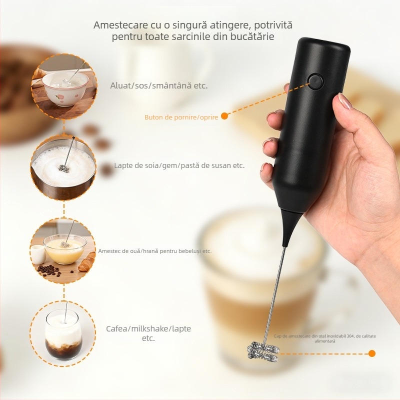Aparat mini de spumare a laptelui, portabil, wireless, electric, pentru cafea și uz casnic