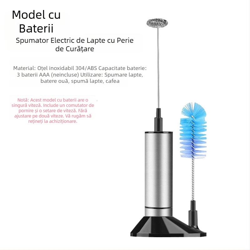 Espumator electric pentru lapte cu latte art, oțel inoxidabil 304 + ABS, spumator manual, spumare automată a laptelui și amestecare a ouălor