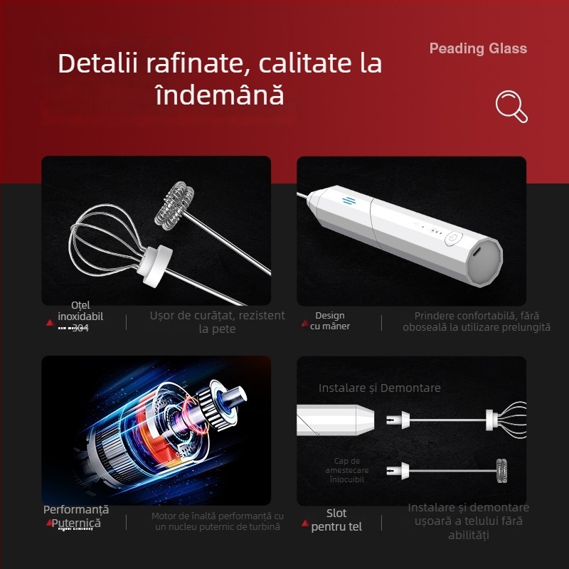 Spumator de lapte electric, mixer de mână compact, inteligent pentru cafea