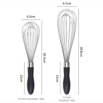 Bătător din oțel inoxidabil pentru ouă, agitator manual pentru cremă și aluat, 10–12 inch