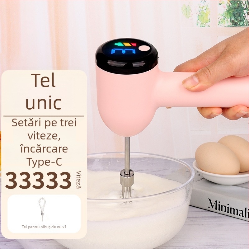 Bețișor electric de mână pentru ouă și mini mixer, reîncărcabil, 3 viteze, bate ouă, cremă și spumă de lapte