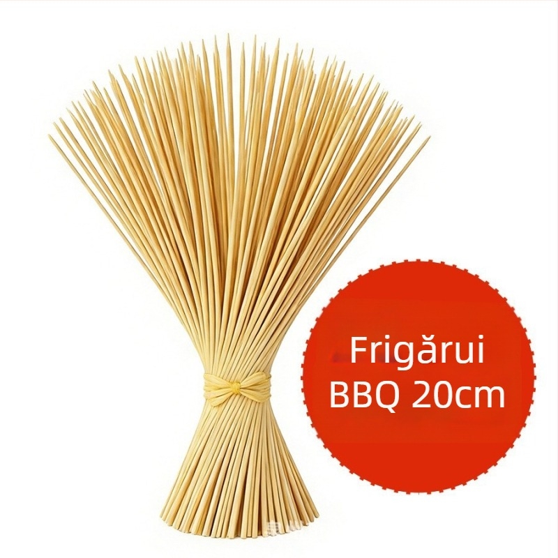 Frigărui din bambus pentru grătar, de calitate alimentară, fără bavuri, pentru uz casnic, camping în aer liber, de unică folosință, ecologice