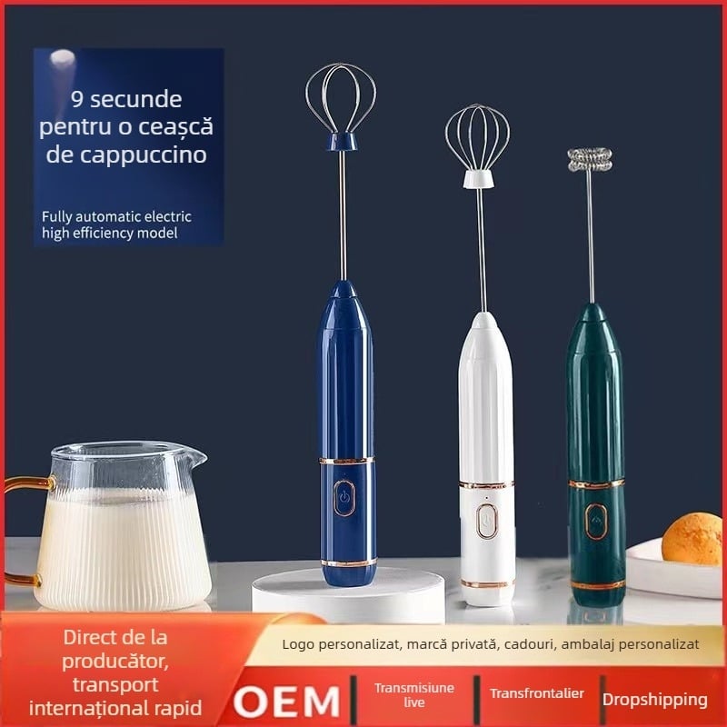 Mixer electric manual pentru ouă și spumător de lapte pentru cafea, wireless, 3 trepte, JC-1253