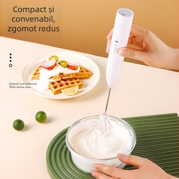 Spumător de lapte electric pentru cafea, amestecător de lapte și tel pentru ouă, fără fir, 3 trepte, model J-3/J-5