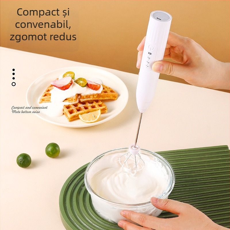 Spumător de lapte electric pentru cafea, amestecător de lapte și tel pentru ouă, fără fir, 3 trepte, model J-3/J-5