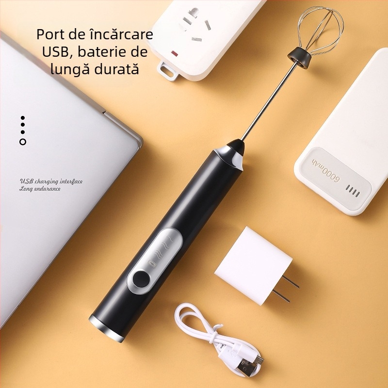 Spumător de lapte electric pentru cafea, amestecător de lapte și tel pentru ouă, fără fir, 3 trepte, model J-3/J-5