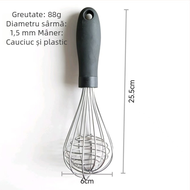 Tel manual pentru ouă, spumator de lapte, nucleu din oțel inoxidabil cu bilă, mâner din plastic, ustensile de bucătărie pentru casă, mixer pentru coacere, prăjitură