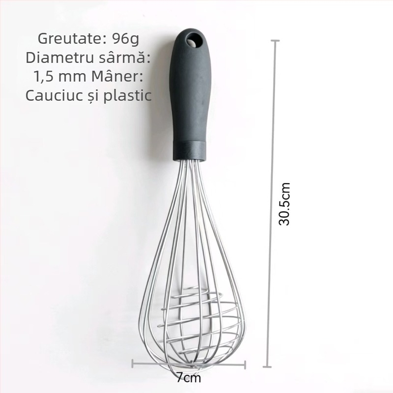 Tel manual pentru ouă, spumator de lapte, nucleu din oțel inoxidabil cu bilă, mâner din plastic, ustensile de bucătărie pentru casă, mixer pentru coacere, prăjitură