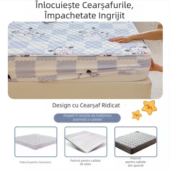 Cearșaf cu elastic din bumbac, plăcut la atingere, protecție antiderapantă pentru saltea, model 2026, imprimeu desen animat, dimensiuni 90x200–200x220 cm