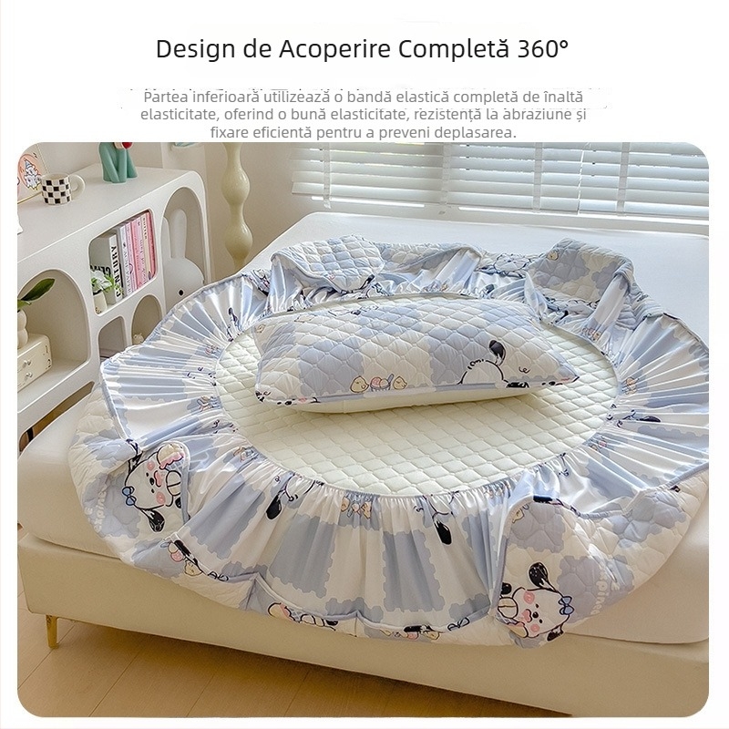 Cearșaf cu elastic din bumbac, plăcut la atingere, protecție antiderapantă pentru saltea, model 2026, imprimeu desen animat, dimensiuni 90x200–200x220 cm