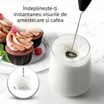Spumător de lapte din oțel inoxidabil, aparat portabil pentru cafea, spumă densă, încărcare reîncărcabilă