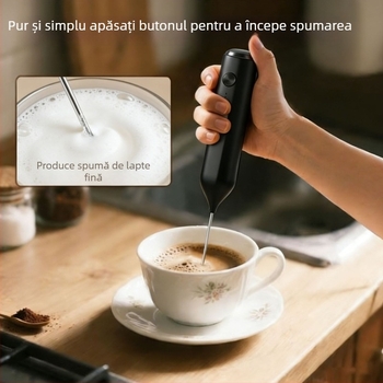 Spumător de lapte din oțel inoxidabil, aparat portabil pentru cafea, spumă densă, încărcare reîncărcabilă