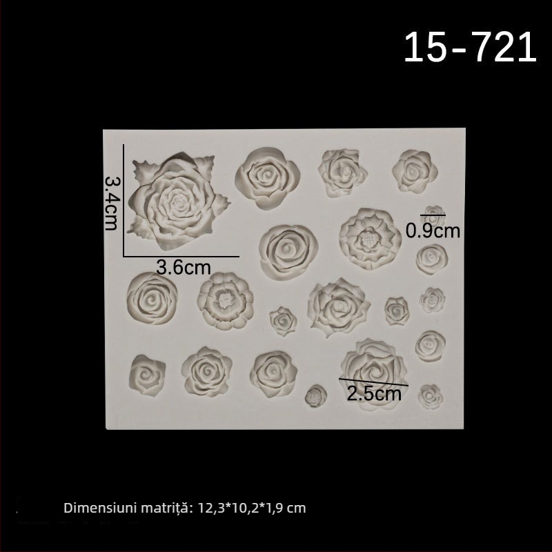 Formă din silicon cu trandafir 3D pentru decorarea torturilor
