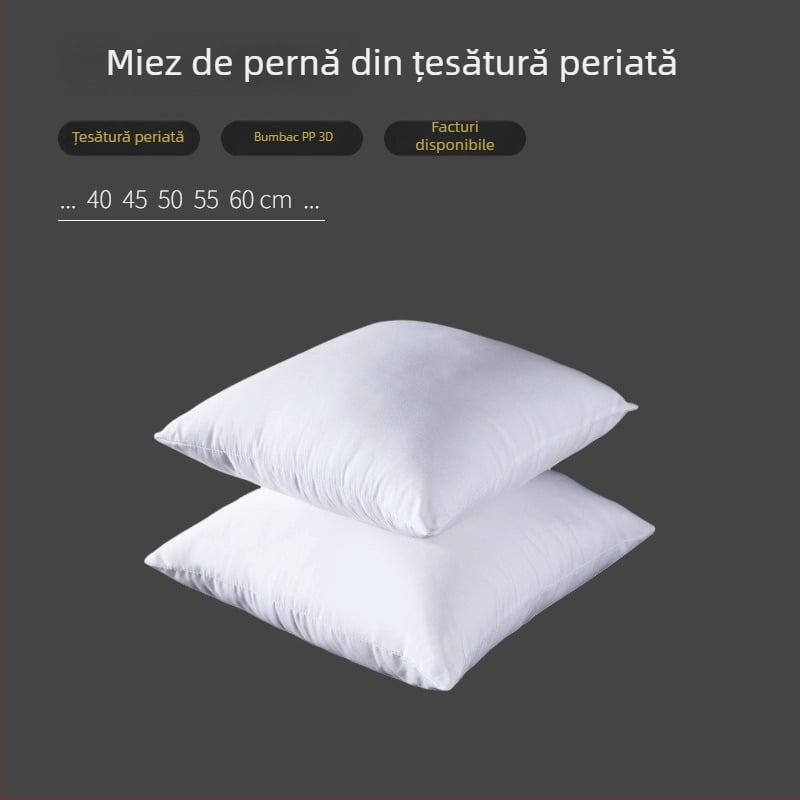 Miez de pernă din material periat cu umplutură PP 3D, pernă lombară pătrată, dimensiuni 45/50/55/60 cm