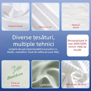 Protecție impermeabilă pentru saltea cu șase fețe, țesătură tricot elastică și husă cu fermoar