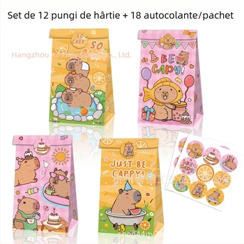 MB061 Capybara pentru ziua de naștere – geantă cadou din hârtie kraft pentru bomboane