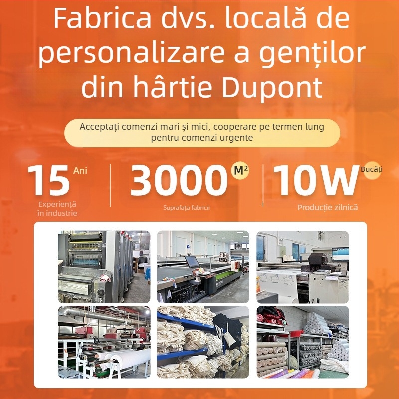 DuPont geantă de hârtie cu logo personalizat, geantă goală creativă de mână, capacitate mare, lavabilă, geantă de cumpărături ecologică, realizată la comandă
