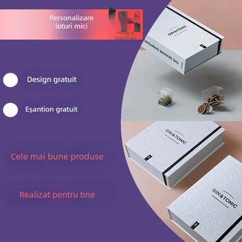 Cutie cadou cu capac dublu, folie aurie imprimată, personalizabilă în serii mici