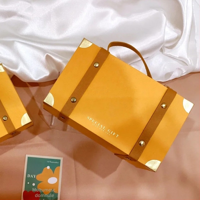 Cutie de bomboane pentru nunta, cutie din hârtie cu folie de aur, stil modern minimalist