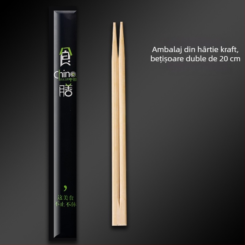 Bețișoare de bambus de unică folosință, ambalaj din hârtie kraft, personalizabile, carbonizate, pentru takeout și servicii de alimentație